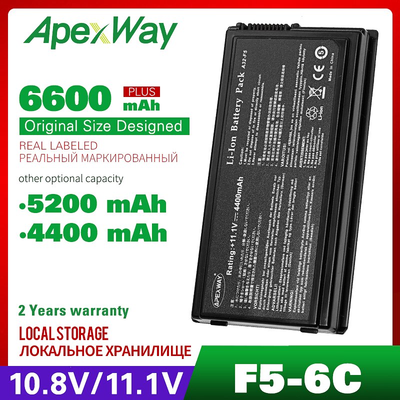 Apexway Hoge Capcity Laptop Batterij Voor Asus X59 A32-F5 X50V X50VL X59 X59Sr F5 F5V F5 F5RI F5SL F5Sr x50R X50RL X50SL X50Sr