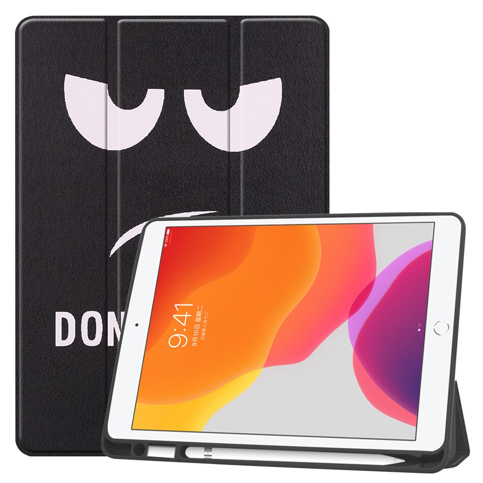 For iPad 7th 10.2" Case A2198 With Pencil Holder Stand Cover For iPad 10.2 Case Auto Sleep / Wake+Screen Protector+pen: DY