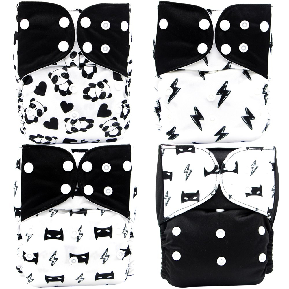 4pcs/pack Baby washable cloth diaper Reusable Nappy Cover Pocket dipers for baby products fralda ecologica couche lavable bebe