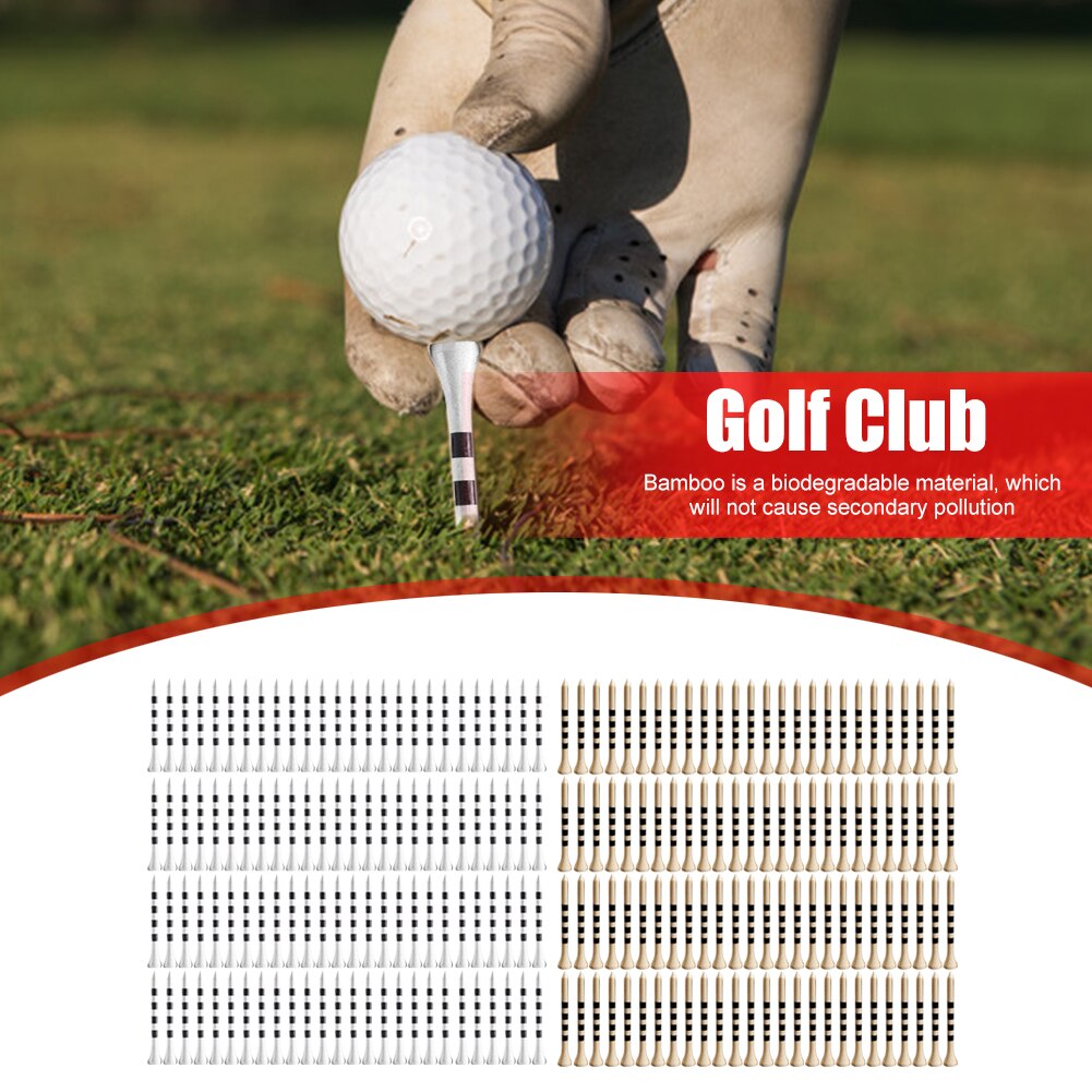 100Pcs Golf Tees Bamboe Golf Training Swing Praktijk Accessoires Golf Tees Gestreepte Bal Houder Kussen Tee Onbreekbaar Golf Tees