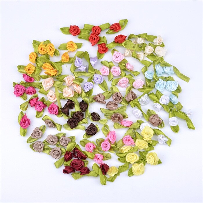 Mini Roses artificielles en soie, 500 pièces, 1.5cm, ruban en Satin, fleurs, fait à la main, décoration de mariage: mix