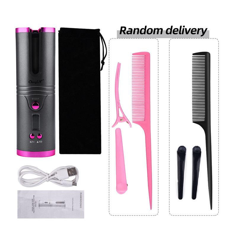 Automatic Hair Curler USB Rotating Hair Curling Iron Ceramic Magic Air Curler Waver Wand Cordless Curling Tong Salon Hair Styler: Gray