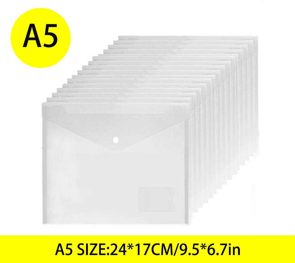12pcs/set A4 file folder storage bag transparent plastic A5 document bag A3 office file bag school supplies paper bag folder