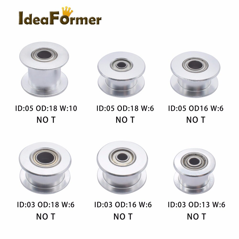 5pcs/lot GT2 Idler Timing Pulley 16/20 Tooth Wheel Bore 3/5mm Aluminium Gear Teeth Width 6/10mm 3D Printer Parts For Reprap Part