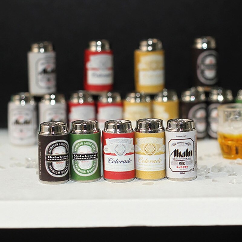 6 Stks/set Schattige Mini Pop Bier Blikjes Voor Miniatuur Poppenhuis Keuken Wijn Drinken Pretend Play Voedsel Voor Blyth Barbies pop Keuken