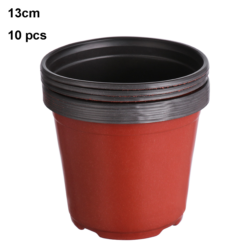 10Pcs Mini Nursery Pots Plant Trays Soft Plastic Two-Tone Round Planter Flower Vases Garden Supply Decor Garden Supply: 13cm