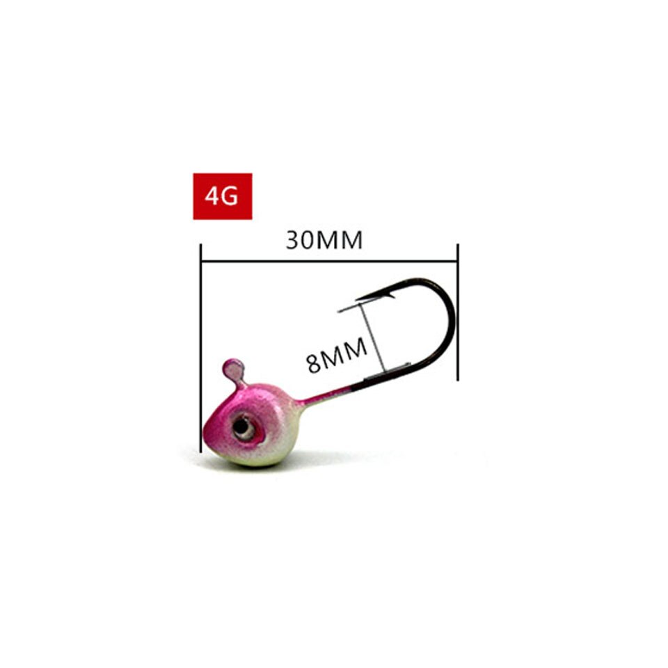 5PCS/Lot Mini Jig Fishhook Head Hook 0.5g/1g/2g/3g/4g/5g Simulation Bait Jigs Artificial Lure Match Worm Grub anzol para Pesca: 4g