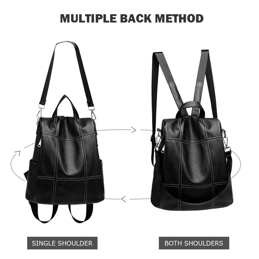 Women Backpack Purse Waterproof Pu Leather Anti-Theft Rucksack School Shoulder Bag
