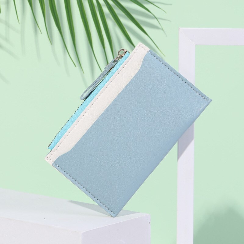 Kwastje dames portemonnee klein schattig portemonnee dames kort leren kaarthouder portemonnee rits portemonnees portefeuille dames handtas clutch: Blauw