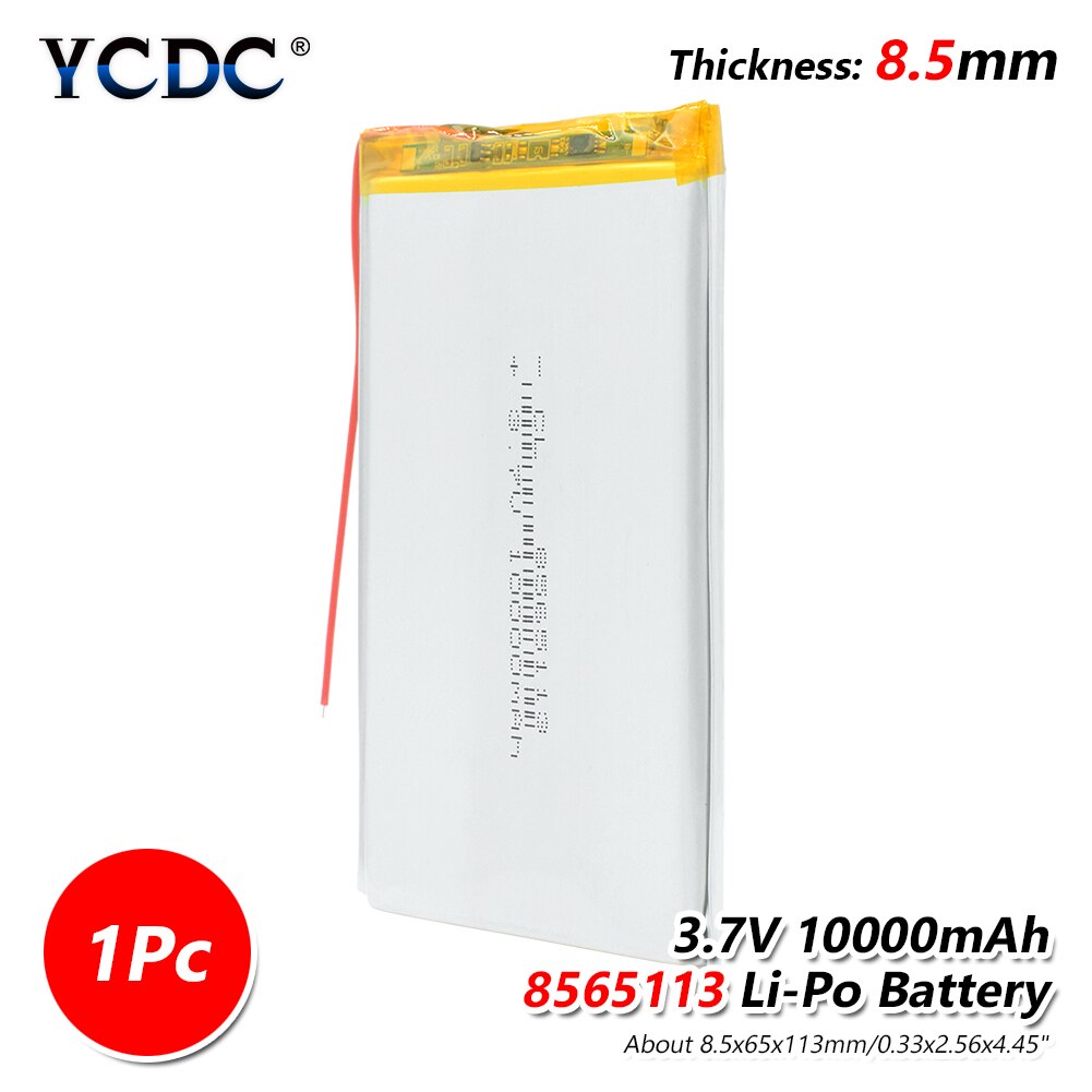 3.7V polymer lithium battery 10000mah 8565113 mobile power charging treasure DIY rechargeable For MP4 GPS Tablet MID Power Bank
