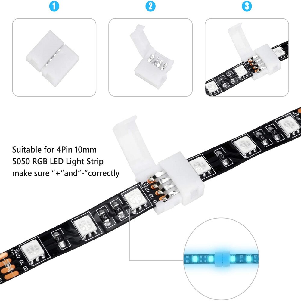 Rgb Led Light Strip Connector Smd5050 Multicolor Led Light Strip Wireless Gapless Solderless Adapter Terminal Extension