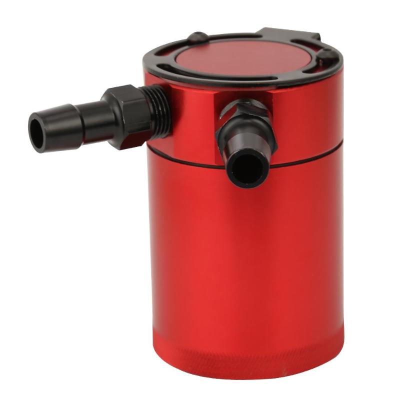 Universal 2-Port Aluminum Permeability Oil Pot Catch Can Reservoir Fuel Tank Baffled 94.7*62 mm: Red