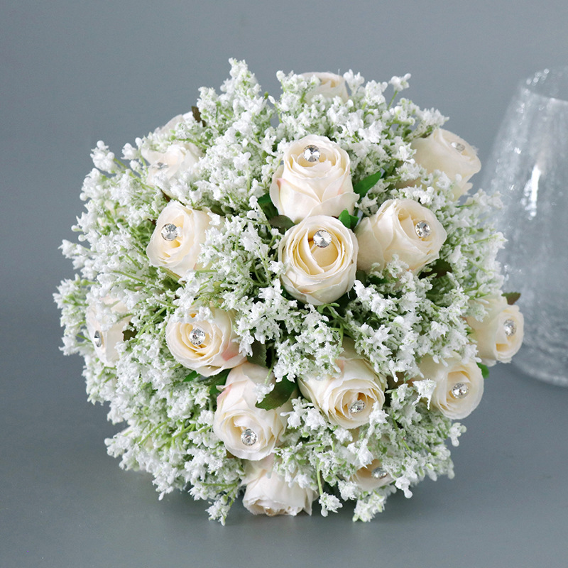Hochzeit Strauß Brautjungfer die Seide Band Künstliche Rosen Blumen Halten Braut Mariage Zubehör