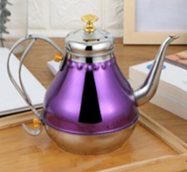 stainless steel tea pot with tea strainer teapot with tea infuser teaware sets tea kettle infuser teapot for induction: 1.8L Purple