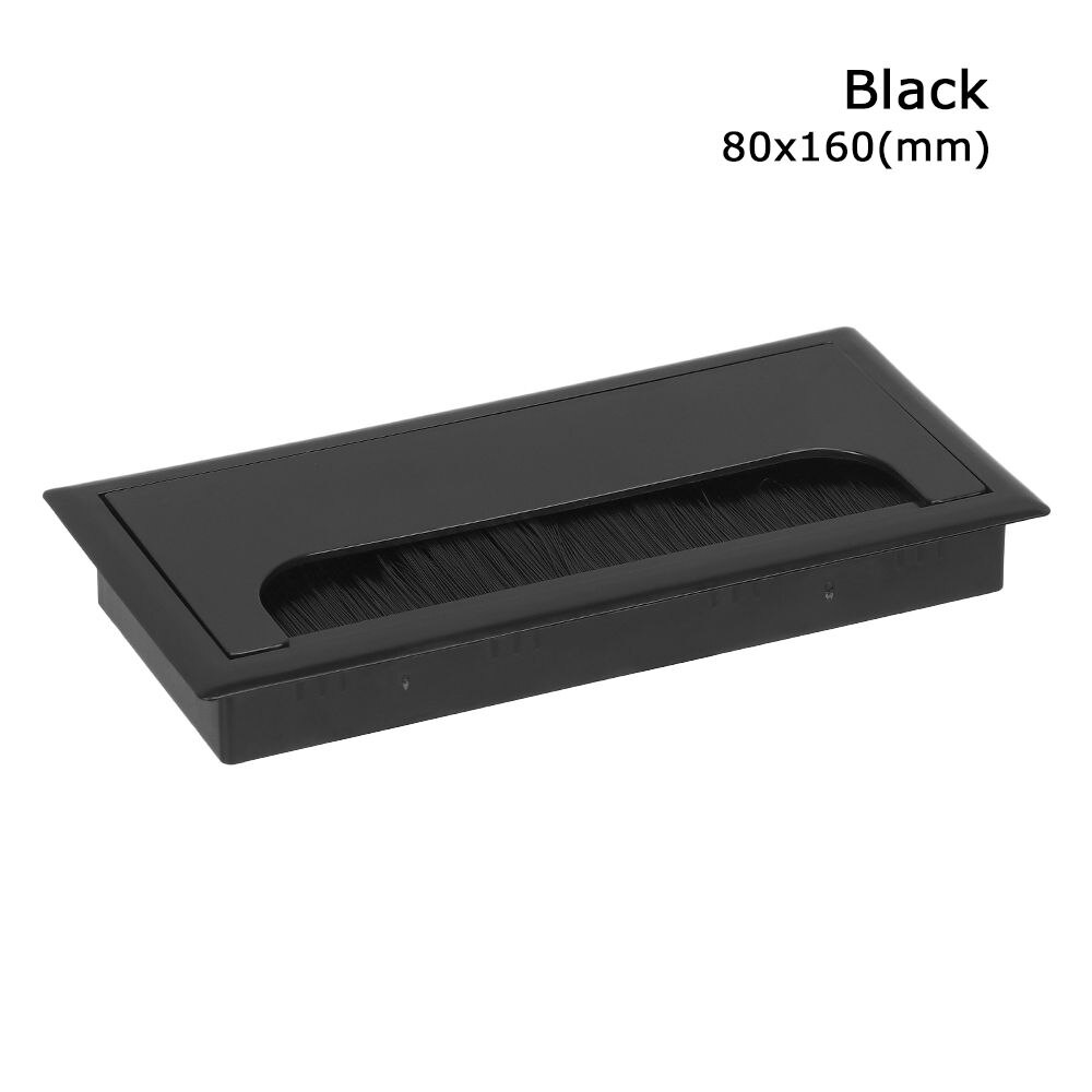 Porte-câble rectangulaire, trou d&#39;œillet, Port de sortie avec brosse noire, décor de bureau d&#39;ordinateur, boîte à fil, rangement de câbles de bureau: Silver-80x80mm