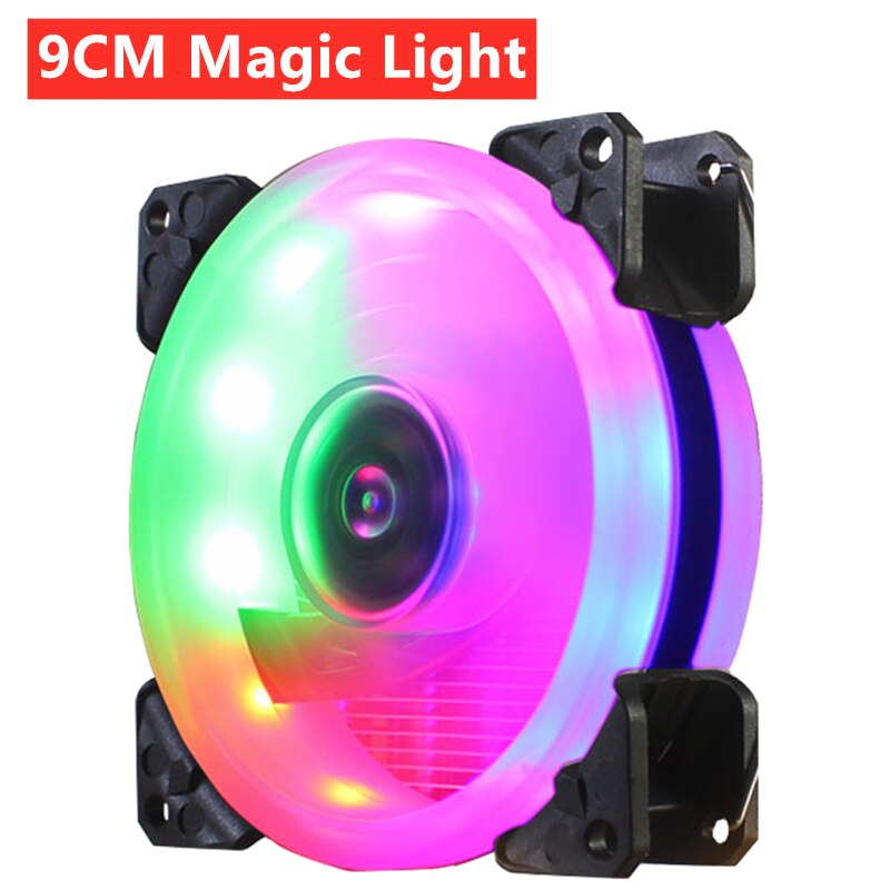 Ventilador de carcasa de ordenador, Enfriador de PC silencioso, RGB, LED, PWM, 4 pines, 9CM/12CM, 90MM / 120MM: 9CM Magic Light
