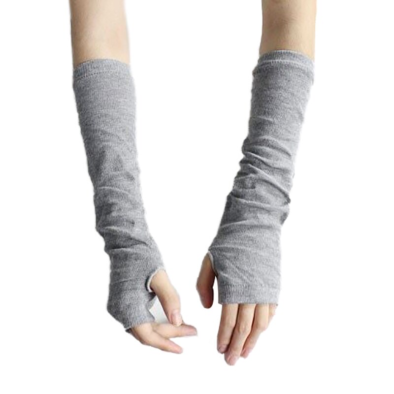 Kobiety ciepła wełniana dzianina rękawiczki bez palców zimowe rękawiczki z dzianiny pół palca rękawiczki mankietowe długie rękawiczki damskie rękawiczki bez palców