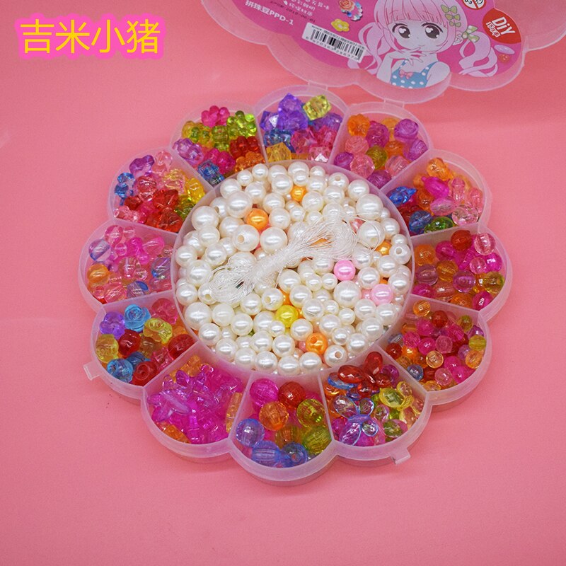 Crystal Beads Toys for Children Girl Box DIY Lacing Toy Round Imitation Pearls Jewelry Bead Creativity Material Toy
