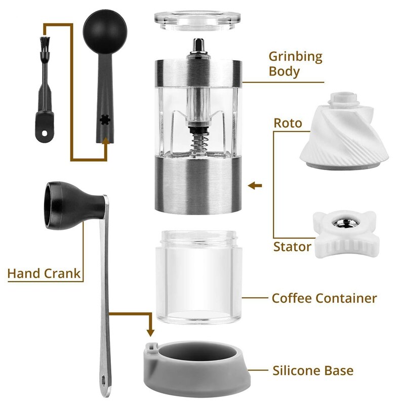 Handmatige koffiemolen, draagbare koffiemolen, conische keramische braammolen, roestvrijstalen koffiemolen voor espresso