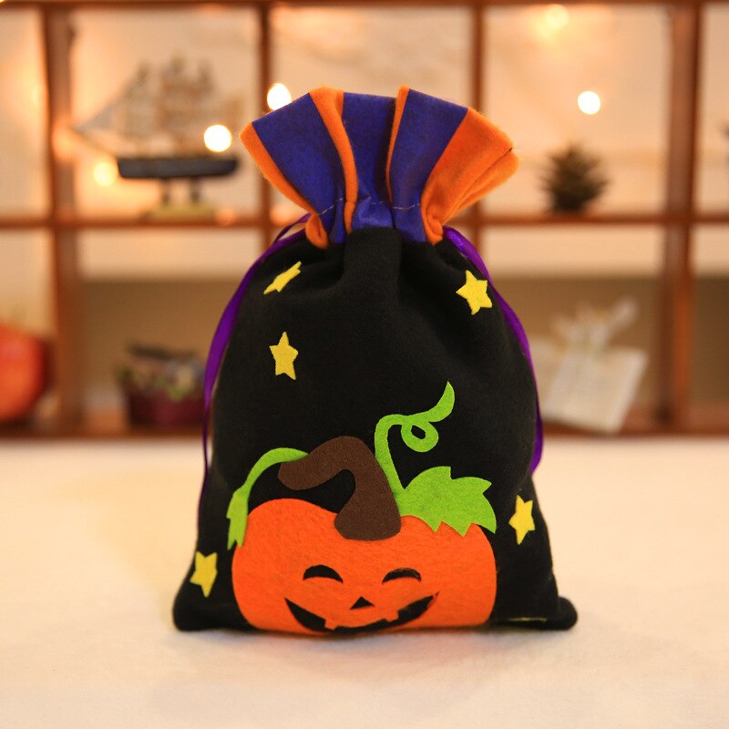 Halloween slikpose snørepose dekoration børn stofposer græskar heks barn børn indretning indpakning: -en