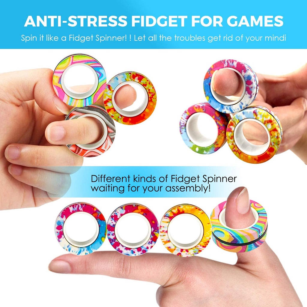 3Pcs Anti-stress Magnetic Rings Magnetic Bracelet Ring Unzip Toy Magic Ring Props Tools Decompression Toys Finger Rings Toy