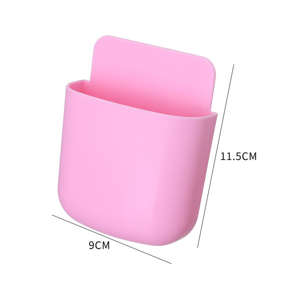 Wall Mounted Storage Box Mobile Phone Plug Holder Stand Rack Remote Control Storage Organizer Case For Air Conditioner TV: pink