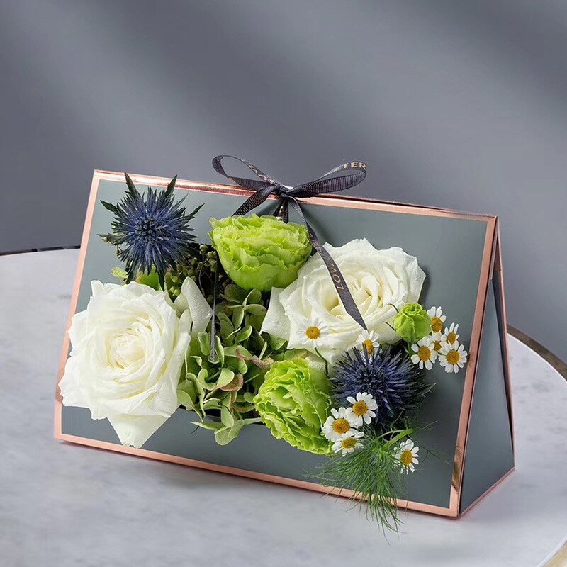 Kraft Paper Flower Box Flowers Arrangement Bag Folding Hollow Flower Boxes Hand Box Cardboard Floral Packaging Bags