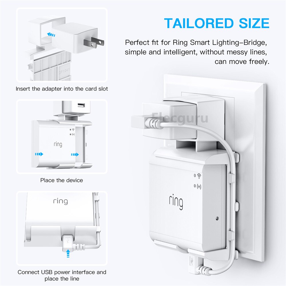 Sturdy Wall Mount Holder with A Short Cable for Ring Bridge,Stylish Cable Arrangement Bracket for Ring Smart Lighting Bridge