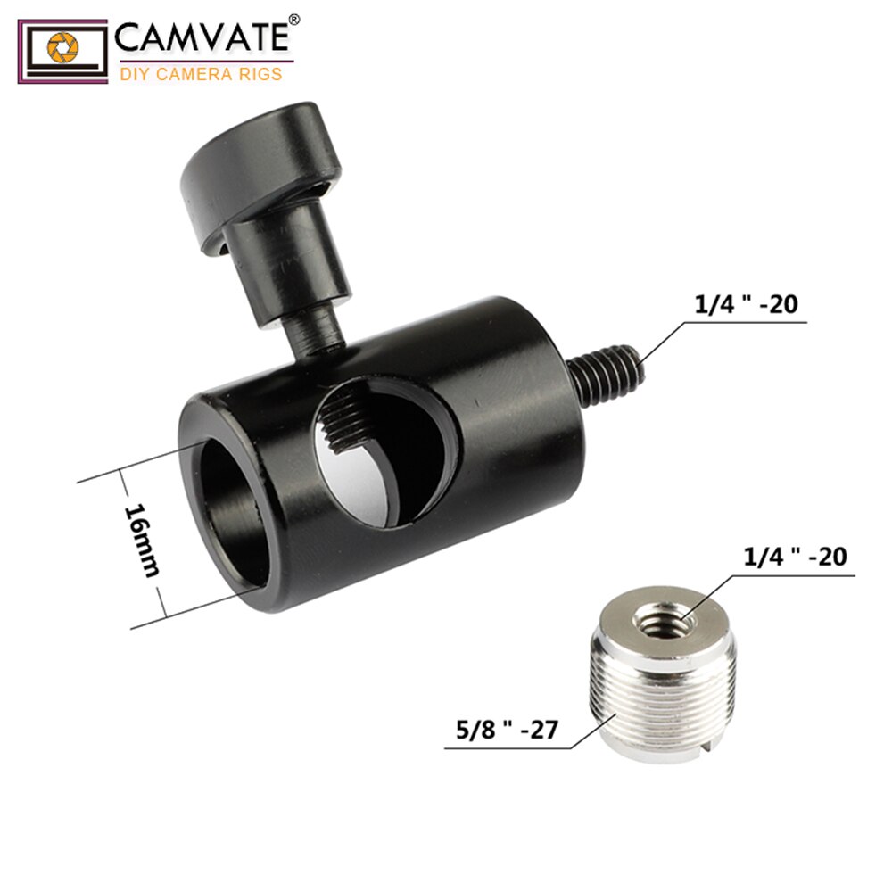 CAMVATE Light Pole Connector + Microphone Screw Adapter With 1/4&quot;-20 Female To 5/8&quot;-27 Male For Light Pole/Microphone Bracket