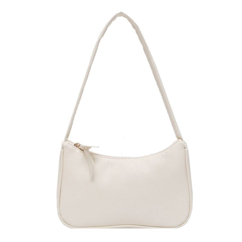 Frauen Mädchen Retro Achsel PU Leder Handtasche Schulter Tasche Baguette Tote Geldbörse: WHITE