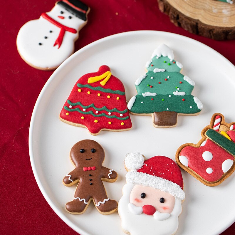 Xmas Biscuit Mallen Kerst Sokken Sneeuwvlok Gingerbread Man Kerstman Cookie Cutters Keuken Bakken Cake Decorating Gereedschap