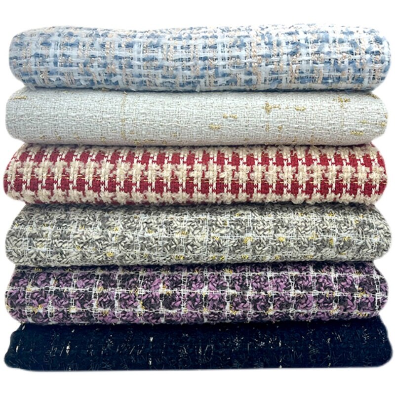 Vintage Autumn Winter Tweed Fabrics Multi Patterns Yarn Dyed Colorful Thread Woolen Fabrics For Sewing Suits Blazer Tissus