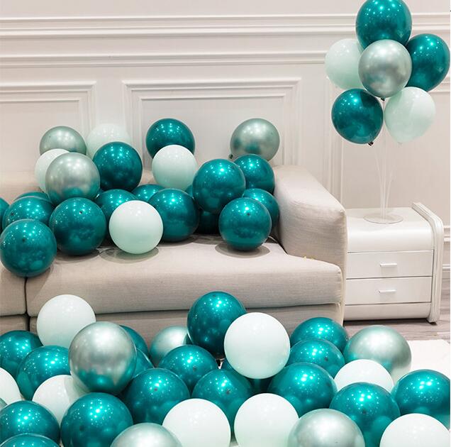 30 Pcs 15 Sets 10inch Double Layer Parel Teal Green Latex Ballon Turquoise Helium Premium Ballonnen Verjaardag Bruiloft decor