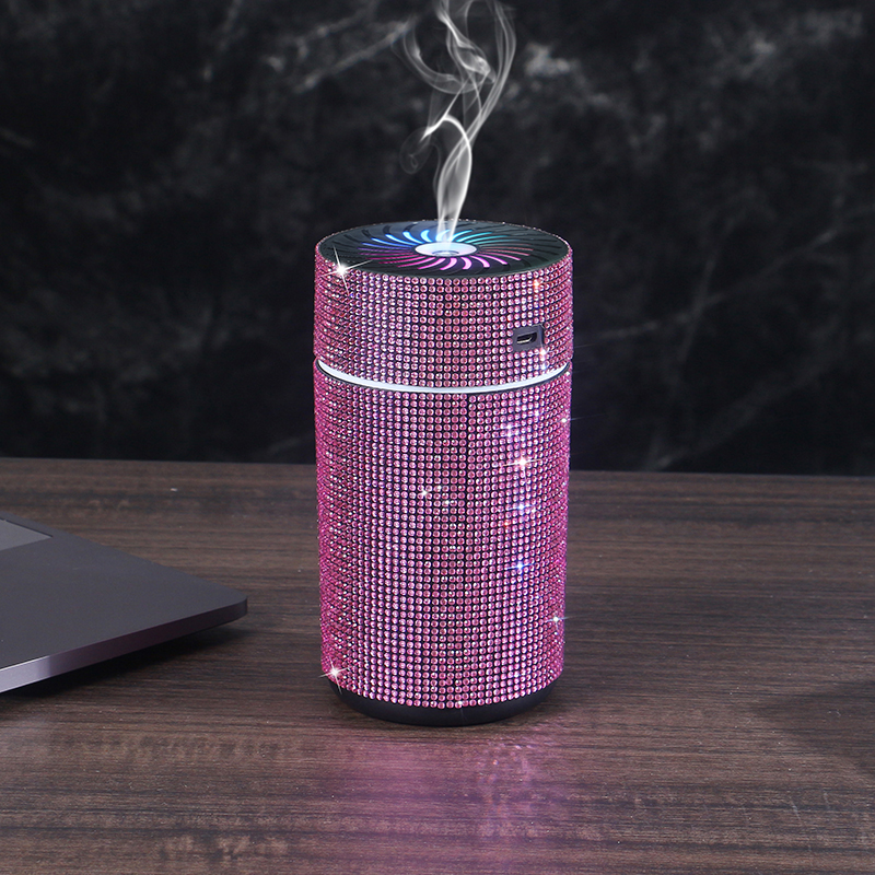 Luxe Glanzende Auto Diffuser Luchtbevochtiger Met Led Licht Diamant Auto Luchtreiniger Diffuser Luchtverfrisser Bling Auto Accessoires: Roze