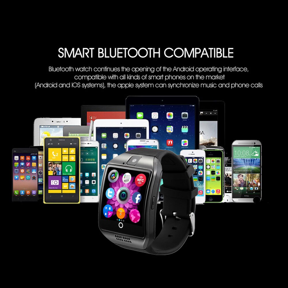 nouvelle montre intelligente chaude avec caméra Q18 Bluetooth Smartwatch SIM TF carte pour Android Slot Fitness activité Tracker Sport montre