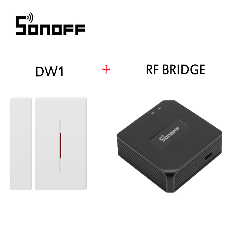 Sonoff RF pont Wifi convertisseur de Signal PIR 2 capteur DW1 capteur d'alarme de porte commutateur domotique avec eWelink Alexa Google Home