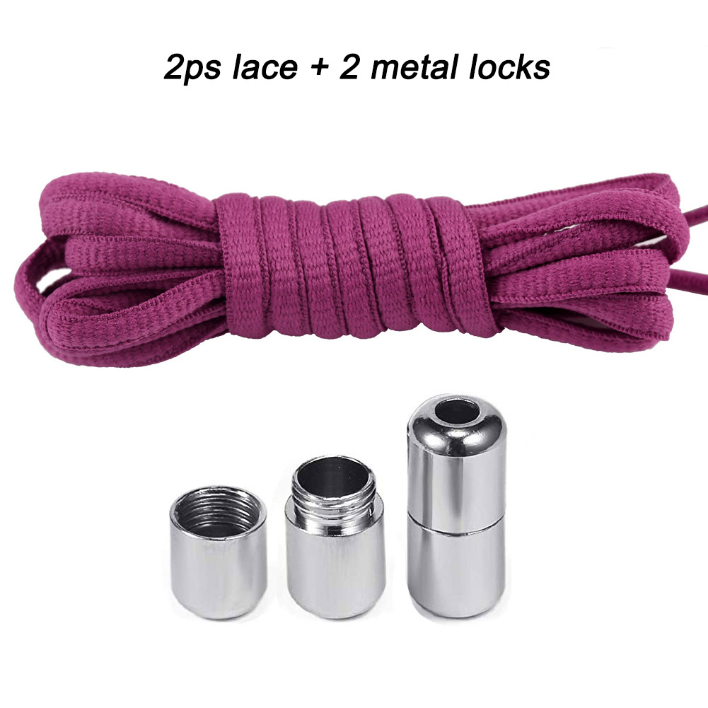 Elastische Geen Tie Schoenveters Ronde Metalen Lock Veters Voor Kinderen En Volwassen Sneakers Quick Schoenveters Halve Cirkel Shoestrings: light purpal