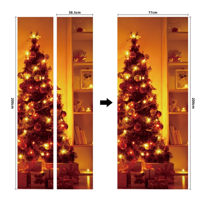 2 Stks/set Kerstboom Decoratieve Koelkast Deur Sticker Waterdichte Sticker