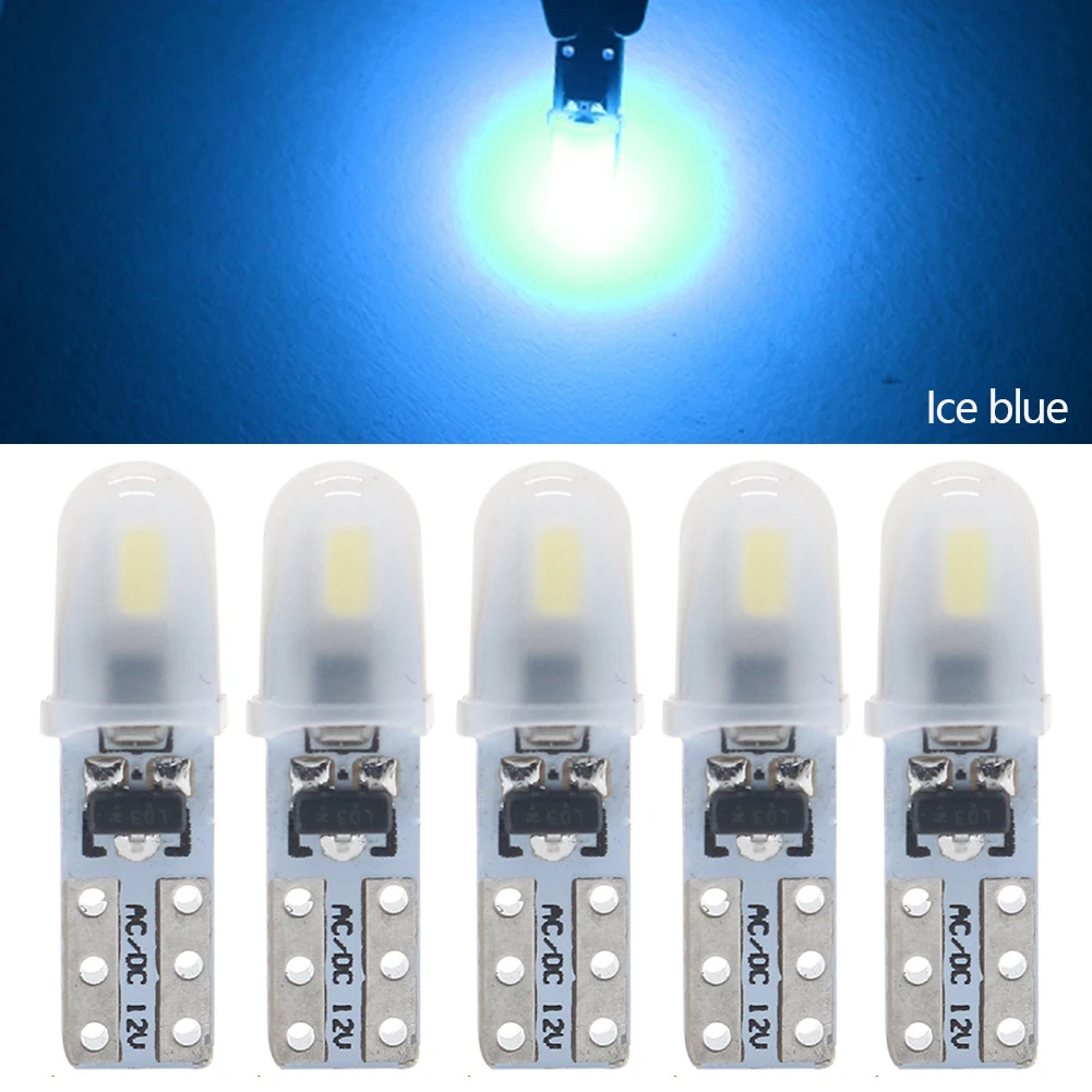 Ampoule LED T5 pour tableau de bord de voiture, 5 pièces, lampes de tableau de bord 2-3014 SMD sans polarité, 7 couleurs d'éclairage vibrantes, DC 12V: Bleu de Crésol