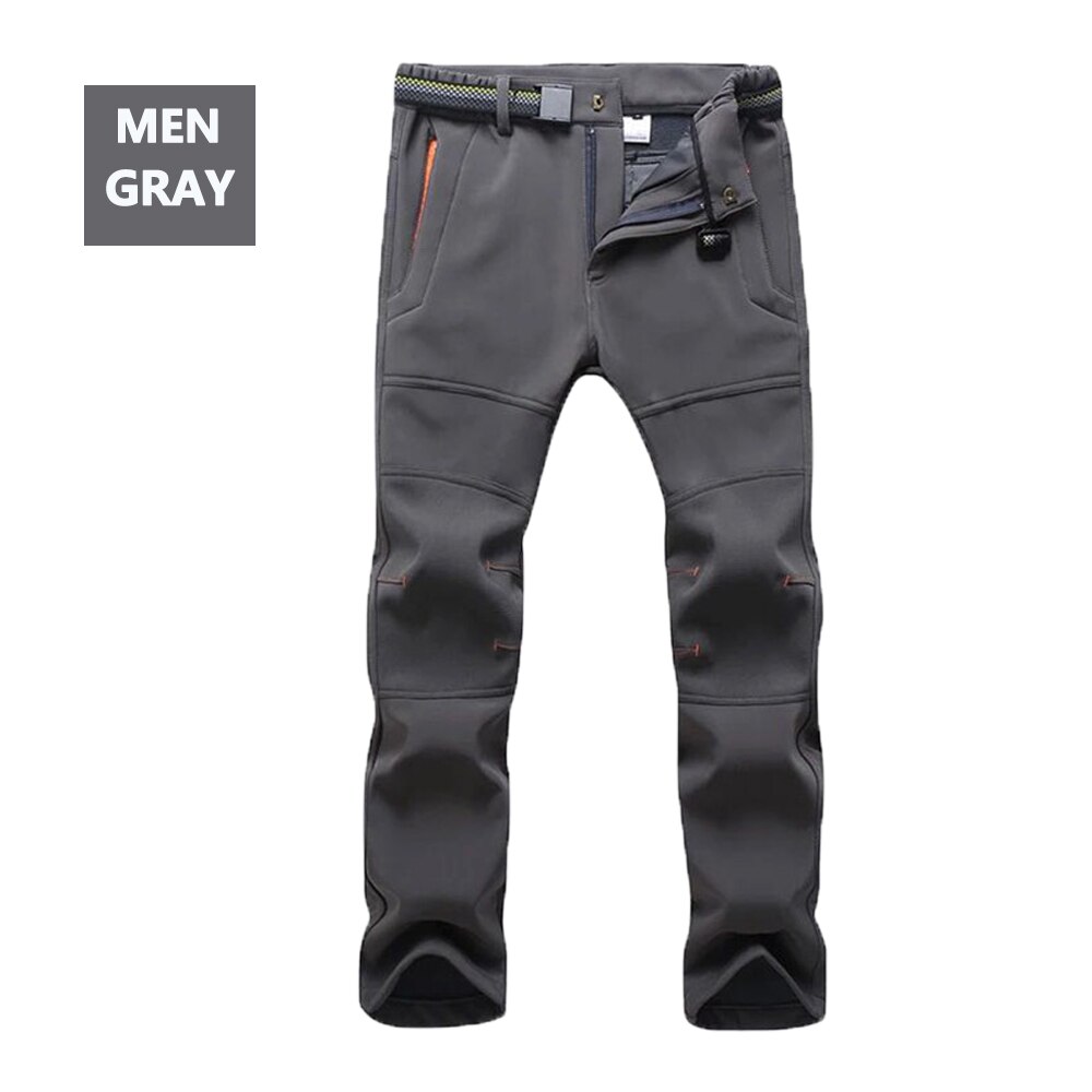 LOFTY STONE Men's Winter Pants Men Reflective Warm Fleece Softshell Trousers Mens Cargo Pants Male Loose Waterproof Sweatpants: GRAY / S