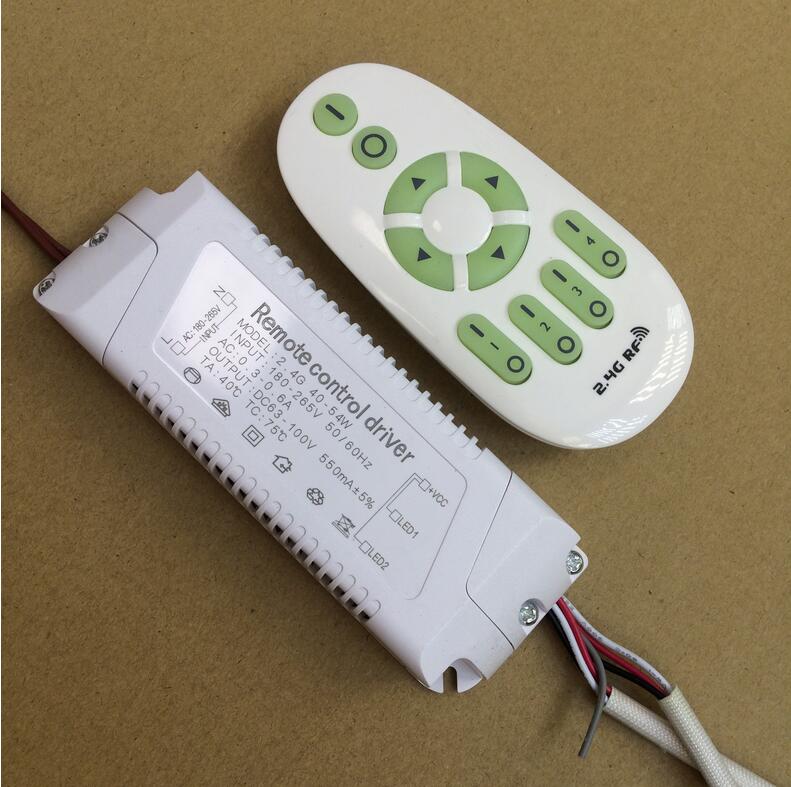 40-54W 180-265V Stepless dimming power supply 2.4G remote control dimmer driver for LED ceiling lighting dual color drive