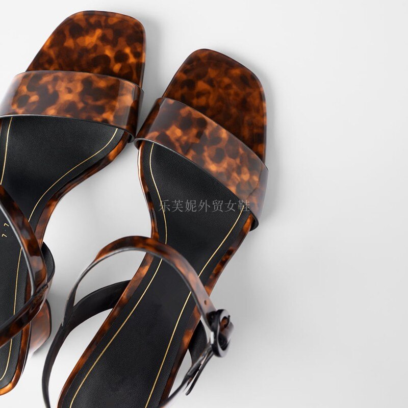 Withered chaussures d'été femme femmes chaussures femmes sandales ins haute rue vintage talons chaussures femme talons léopard sandales femmes