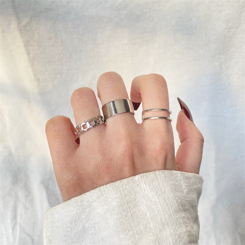 IFMIA Schmuck Ringe einstellen Metall Legierung Hohl Runde Öffnung Frauen Finger Ring Für Mädchen Dame Party Hochzeit: 43wenn0064