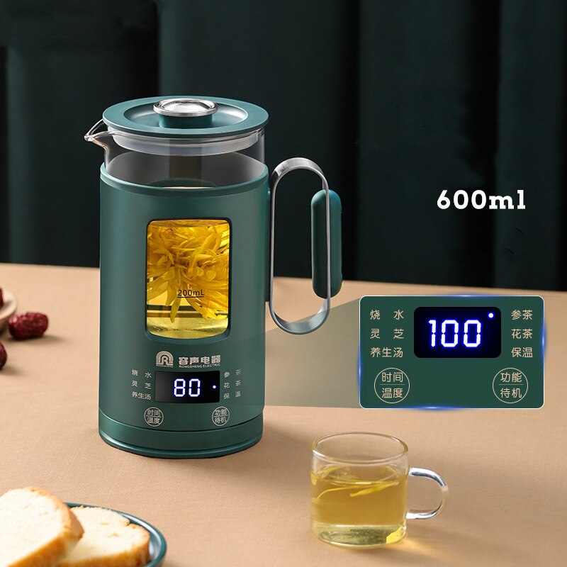 Théière à fleurs en verre, 220V, mini pot portable de préservation de la santé, théière, bouilloire, tasse d&#39;eau chaude, pour la maison
