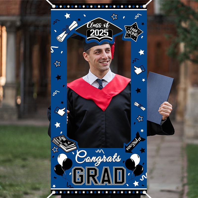 Graduation Photo Booth Prop Frame Banner Frame Backdrop Class of Grad Celebrations Decor Shooting Supplies
