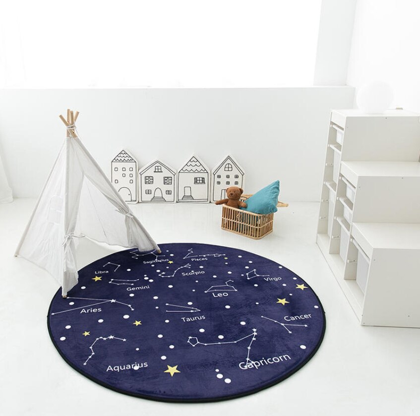Barn leker spillmatter rundt teppetepper matte bomull krypteppe gulvteppe til barnerom dekorasjon ins baby: 4 / Diameter 80cm