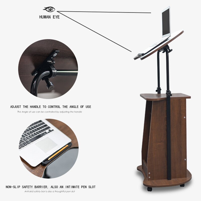 Lifting Laptop Computer Desk Vertical Mobile Meeting Training Podiums Height Adjustable Standing Lectern Bed Sofa Side Desk