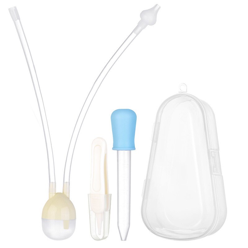 3pcs/set Newborn Baby Safety Nose Cleaner Dropper Accessories Baby Care Kids Vacuum Suction Nasal Aspirator Set Infants Medicine: BLUE