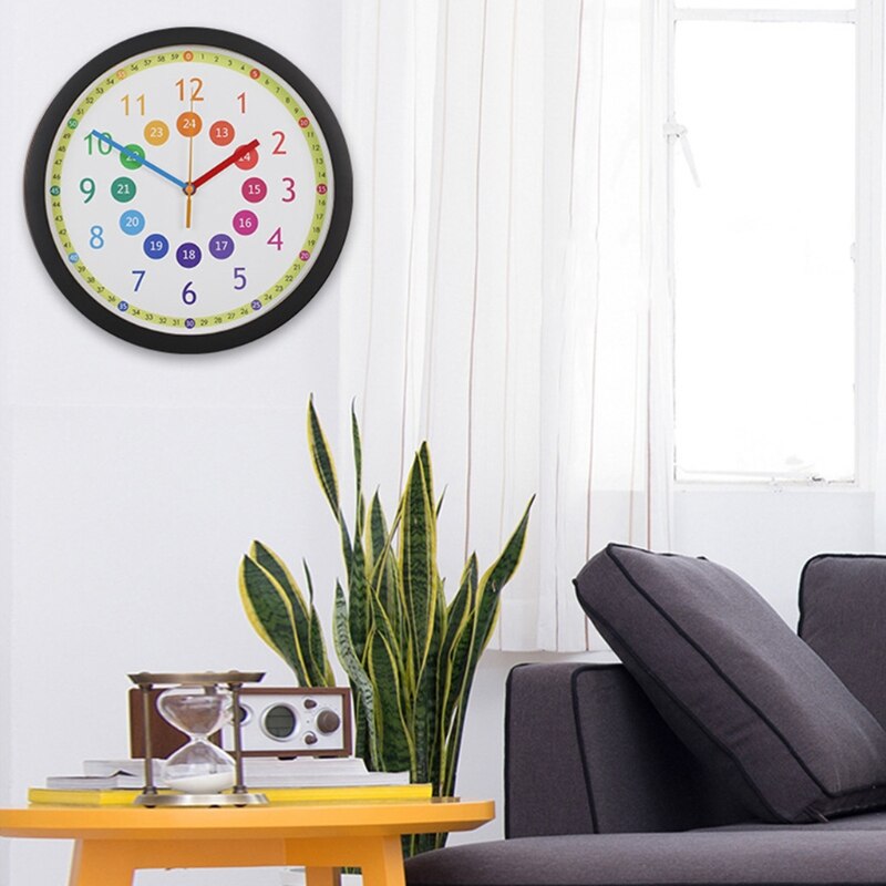 Mute Wall Clock Simple Style Cartoon Digital Wall Clock Nursery Home Living Room Children's Room Decoration