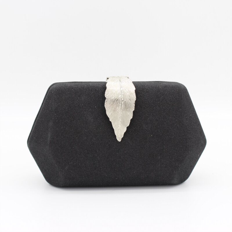 Sac à main de soirée de paillettes de serrure en métal de de feuille de des femmes sac à main dames sacs de soirée sac à bandoulière de fête de mariage: black